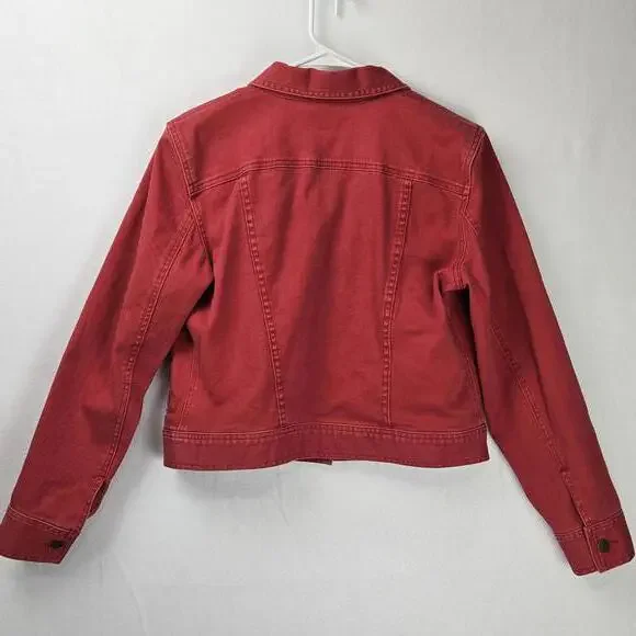 Ralph Lauren Denim Jacket Red Vintage Size L Womens - Picture 3 of 12